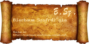 Bierbaum Szofrónia névjegykártya
